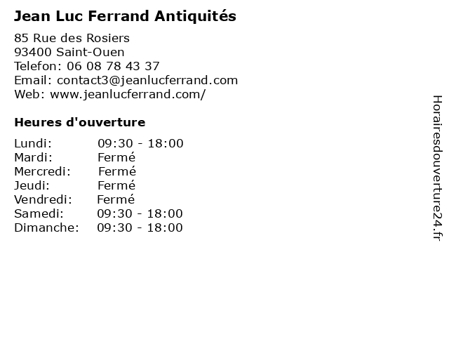 Jean Luc Ferrand Antiquités à Saint-Ouen: adresse et heures d'ouverture