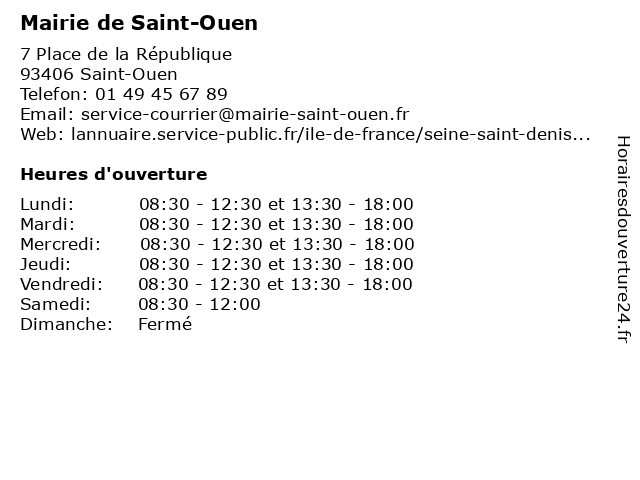 Mairie de Saint-Ouen à Saint-Ouen: adresse et heures d'ouverture