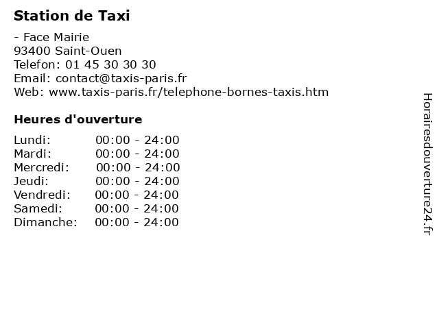 Station de Taxi à Saint-Ouen: adresse et heures d'ouverture