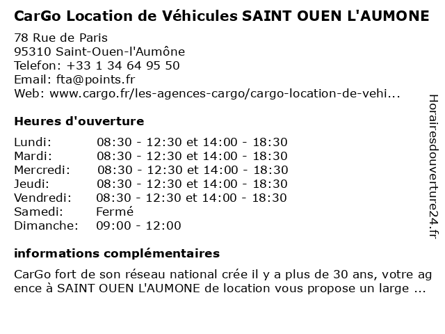 Point S - FTA à Saint-Ouen-l'Aumône: adresse et heures d'ouverture