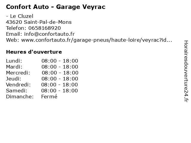Confort Auto - Garage Veyrac à Saint-Pal-de-Mons: adresse et heures d'ouverture