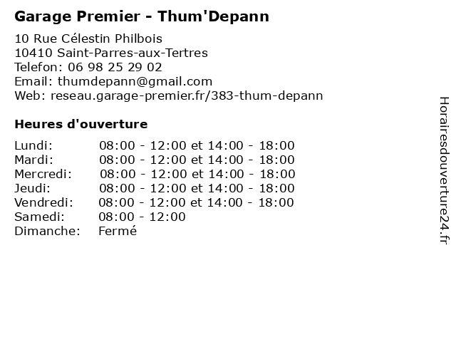 Garage Premier - Thum'Depann à Saint-Parres-aux-Tertres: adresse et heures d'ouverture
