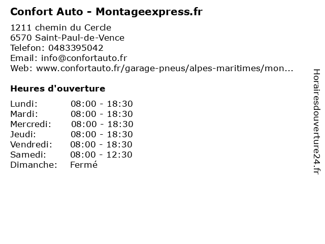 Confort Auto - Montageexpress.fr à Saint-Paul-de-Vence: adresse et heures d'ouverture