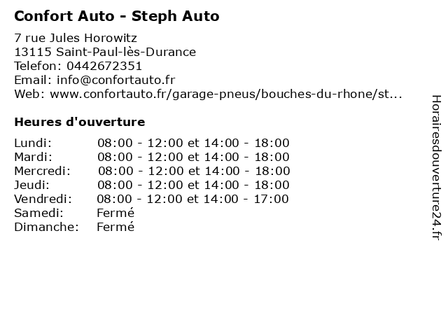 Confort Auto - Steph Auto à Saint-Paul-lès-Durance: adresse et heures d'ouverture
