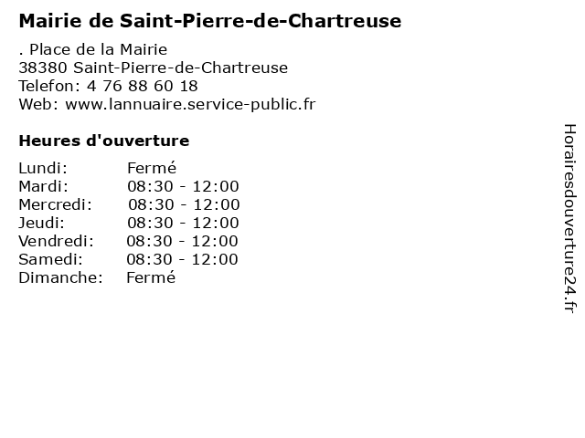 Mairie de Saint-Pierre-de-Chartreuse à Saint-Pierre-de-Chartreuse: adresse et heures d'ouverture