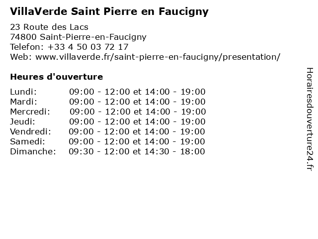 VillaVerde à Saint-Pierre-en-Faucigny: adresse et heures d'ouverture