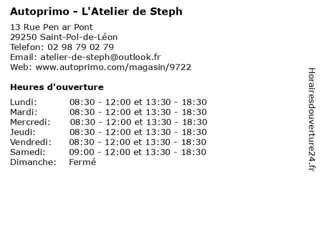 Autoprimo - L'Atelier de Steph à Saint-Pol-de-Léon: adresse et heures d'ouverture