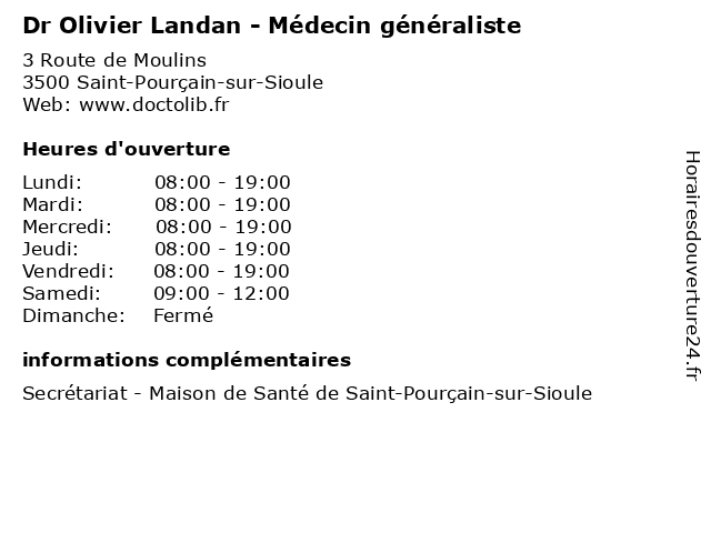 Dr Olivier Landan - Médecin généraliste à Saint-Pourçain-sur-Sioule: adresse et heures d'ouverture