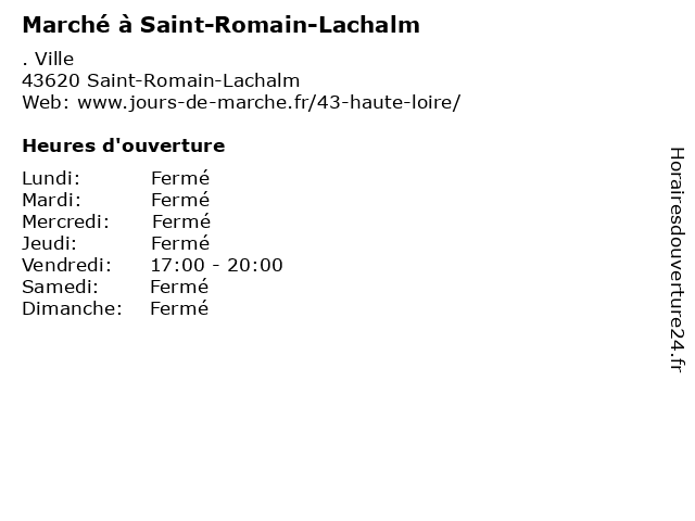 Marché à Saint-Romain-Lachalm à Saint-Romain-Lachalm: adresse et heures d'ouverture