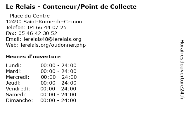Le Relais - Conteneur/Point de Collecte à Saint-Rome-de-Cernon: adresse et heures d'ouverture