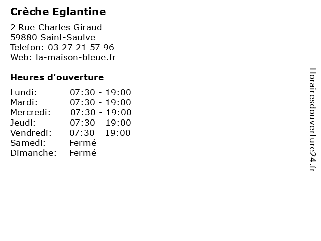 Crèche Eglantine à Saint-Saulve: adresse et heures d'ouverture