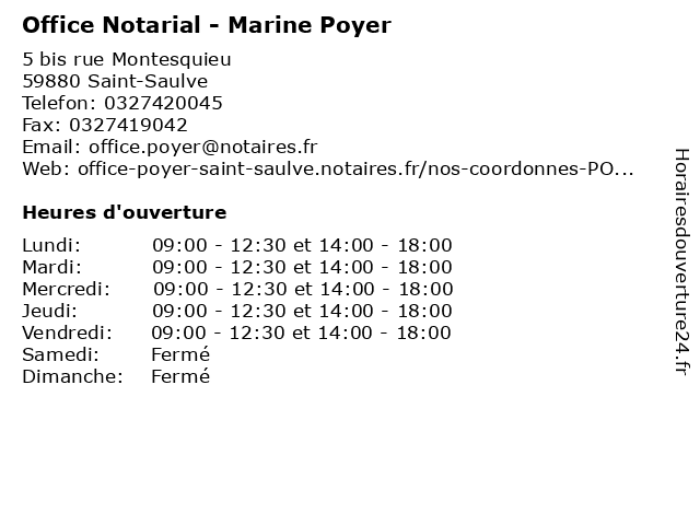 Office Notarial - Marine Poyer à Saint-Saulve: adresse et heures d'ouverture