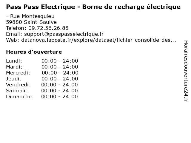 Pass Pass Electrique - Borne de recharge électrique à Saint-Saulve: adresse et heures d'ouverture