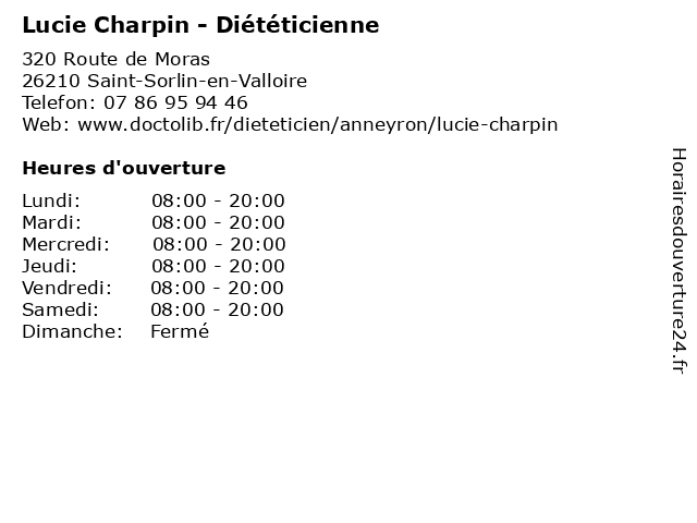 Lucie Charpin - Diététicienne à Saint-Sorlin-en-Valloire: adresse et heures d'ouverture