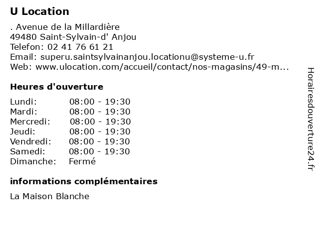 Location Camion Super U Saint Sylvain D Anjou