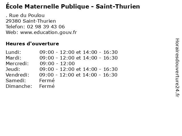 École Maternelle Publique - Saint-Thurien à Saint-Thurien: adresse et heures d'ouverture
