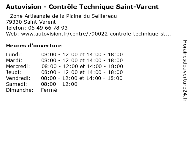 Autovision - Contrôle Technique Saint-Varent à Saint-Varent: adresse et heures d'ouverture