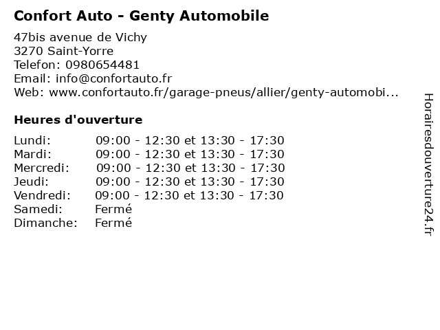 Confort Auto - Genty Automobile à Saint-Yorre: adresse et heures d'ouverture