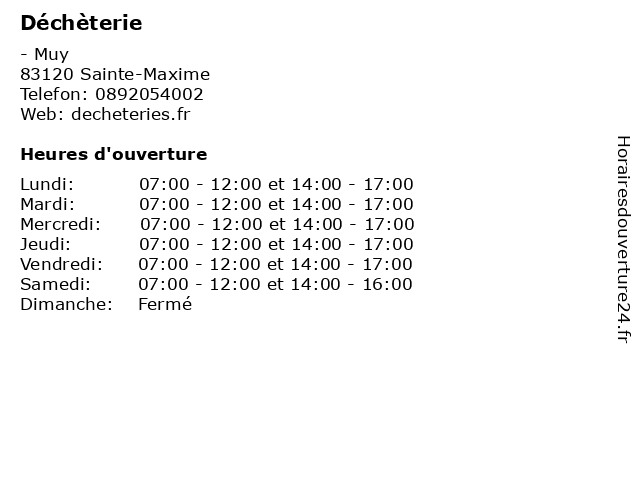 Déchèterie à Sainte-Maxime: adresse et heures d'ouverture