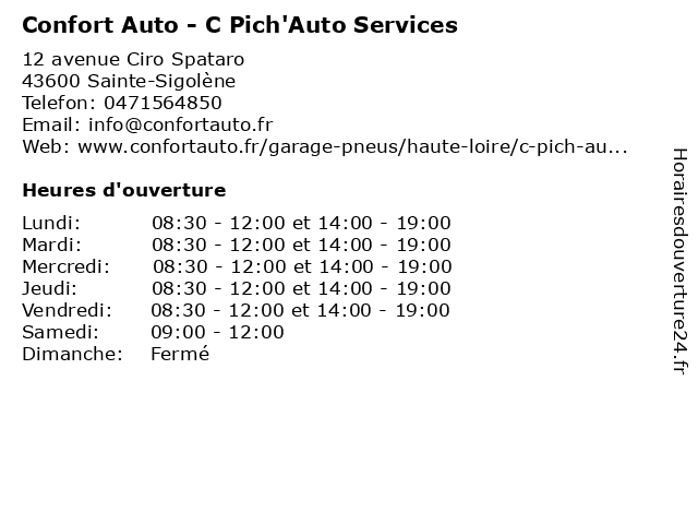Confort Auto - C Pich'Auto Services à Sainte-Sigolène: adresse et heures d'ouverture