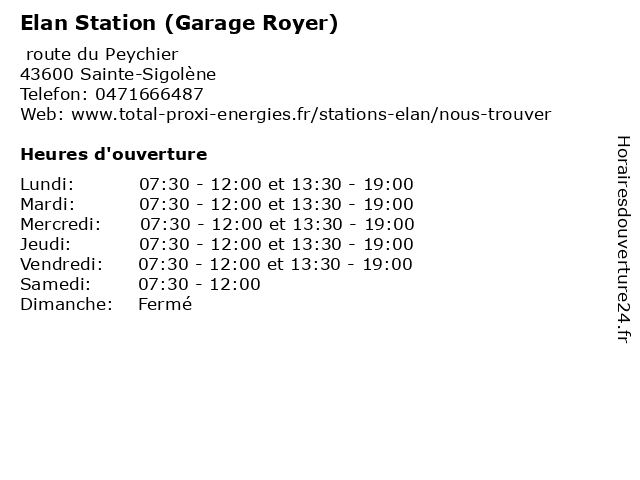 Elan Station (Garage Royer) à Sainte-Sigolène: adresse et heures d'ouverture