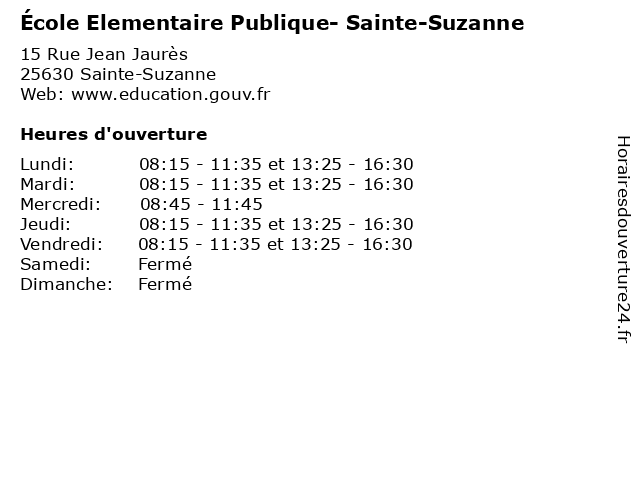 École Elementaire Publique- Sainte-Suzanne à Sainte-Suzanne: adresse et heures d'ouverture