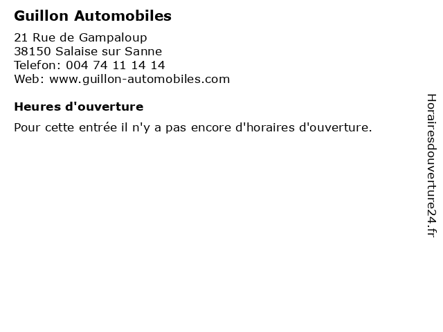 Guillon Automobiles à Salaise sur Sanne: adresse et heures d'ouverture