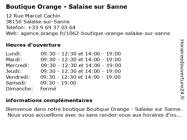 Boutique Orange - Salaise sur Sanne à Salaise-sur-Sanne: adresse et heures d'ouverture