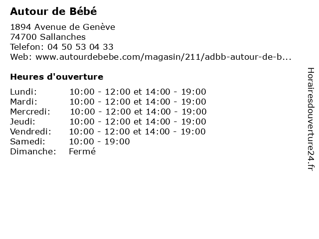 ᐅ Horaires D Ouverture Autour De Bebe 14 Avenue De Geneve A Sallanches