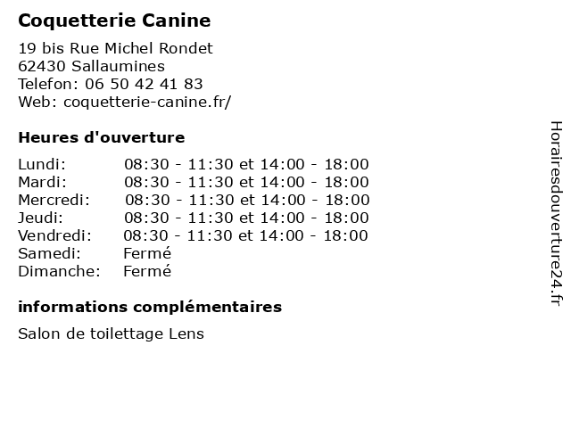 Coquetterie Canine à Sallaumines: adresse et heures d'ouverture