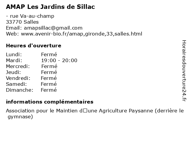 AMAP Les Jardins de Sillac à Salles: adresse et heures d'ouverture