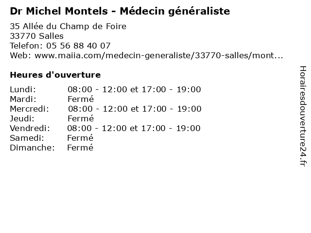 Dr Michel Montels - Médecin généraliste à Salles: adresse et heures d'ouverture