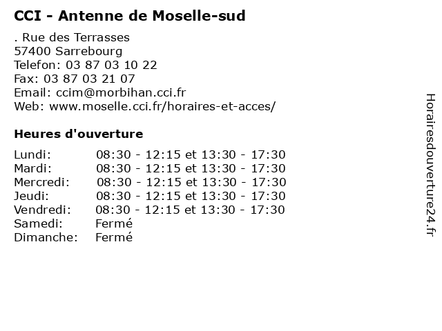 CCI - Antenne de Moselle-sud à Sarrebourg: adresse et heures d'ouverture