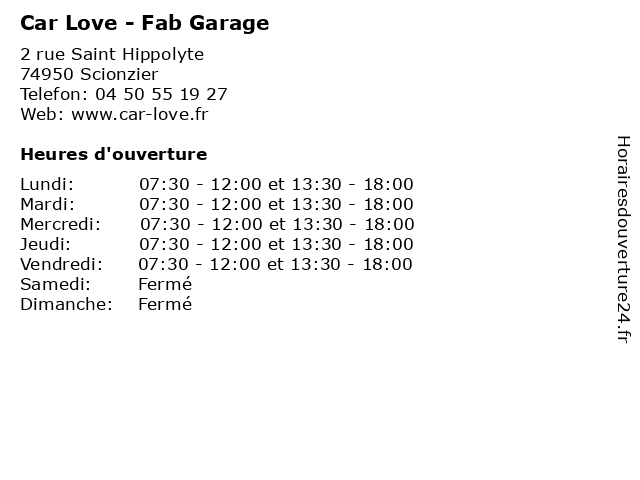 Car Love - Fab Garage à Scionzier: adresse et heures d'ouverture