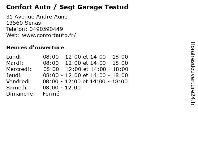 Confort Auto / Segt Garage Testud à Senas: adresse et heures d'ouverture