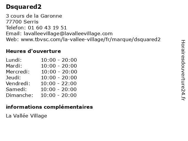 dsquared horaire