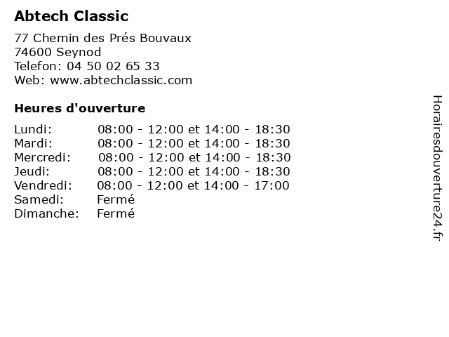 Abtech Classic à Seynod: adresse et heures d'ouverture