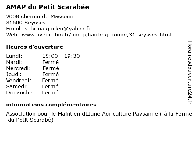 AMAP du Petit Scarabée à Seysses: adresse et heures d'ouverture
