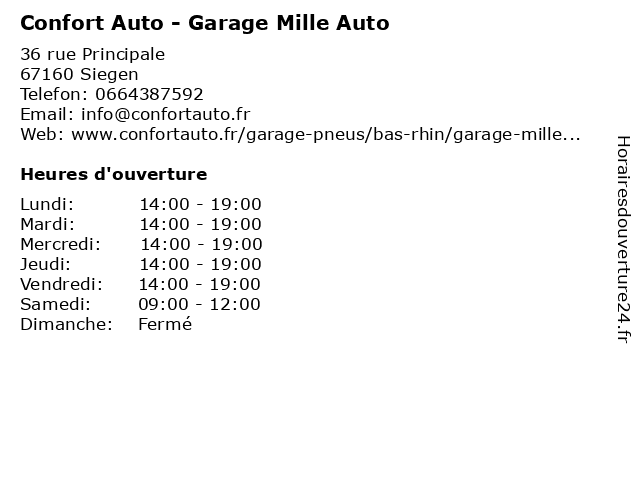 Confort Auto - Garage Mille Auto à Siegen: adresse et heures d'ouverture