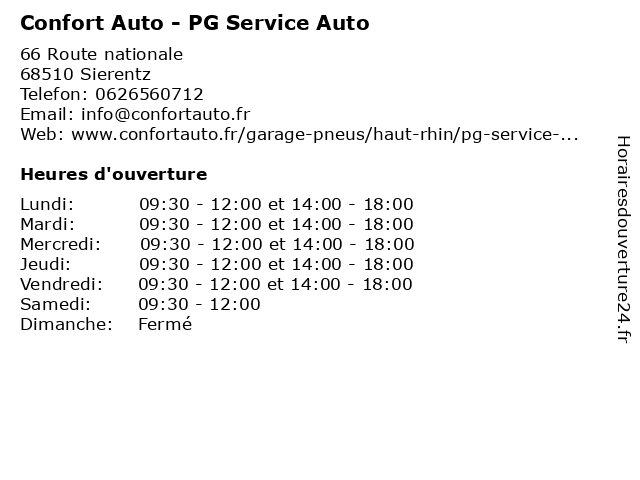Confort Auto - PG Service Auto à Sierentz: adresse et heures d'ouverture
