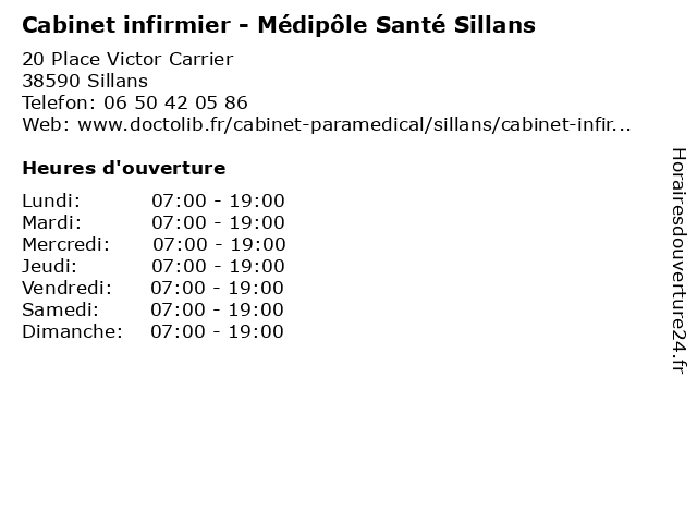 Cabinet infirmier - Médipôle Santé Sillans à Sillans: adresse et heures d'ouverture