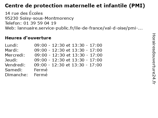 Centre de protection maternelle et infantile (PMI) à Soisy-sous-Montmorency: adresse et heures d'ouverture
