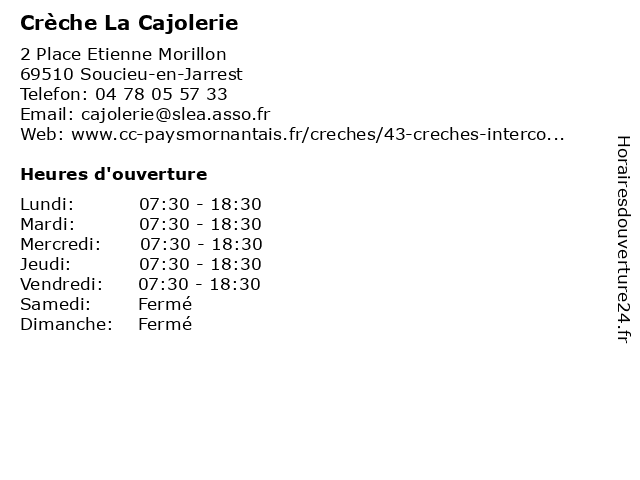 Crèche La Cajolerie à Soucieu-en-Jarrest: adresse et heures d'ouverture