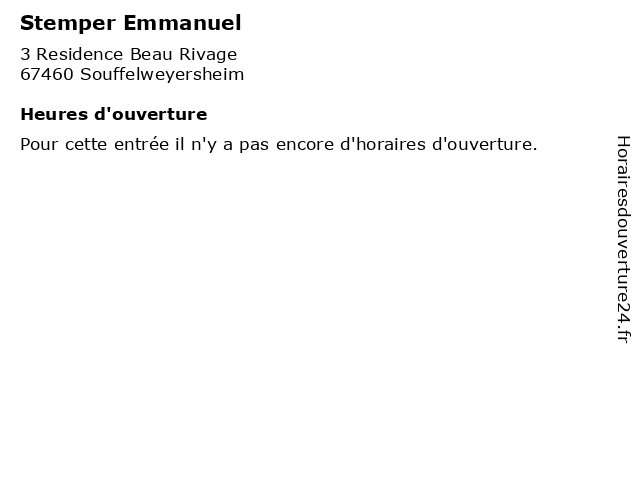 Stemper Emmanuel à Souffelweyersheim: adresse et heures d'ouverture