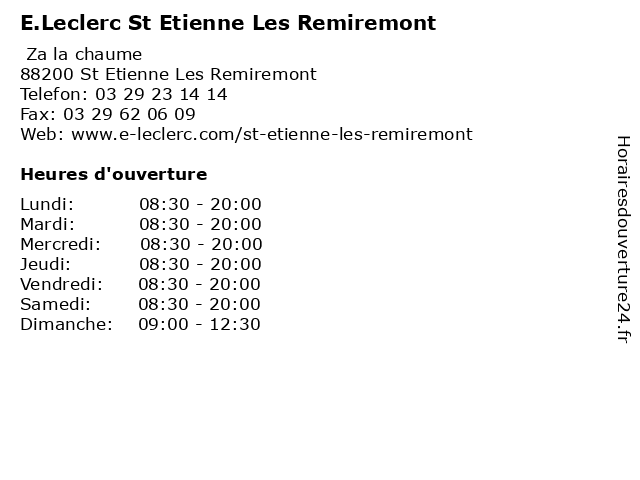 E.Leclerc St Etienne Les Remiremont à St Etienne Les Remiremont: adresse et heures d'ouverture
