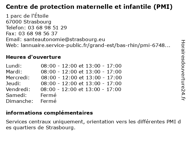 Centre de protection maternelle et infantile (PMI) à Strasbourg: adresse et heures d'ouverture