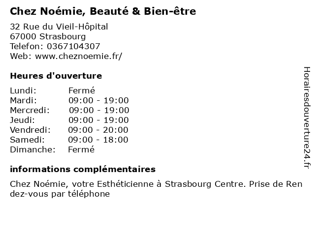 Chez Noémie, Beauté & Bien-être à Strasbourg: adresse et heures d'ouverture