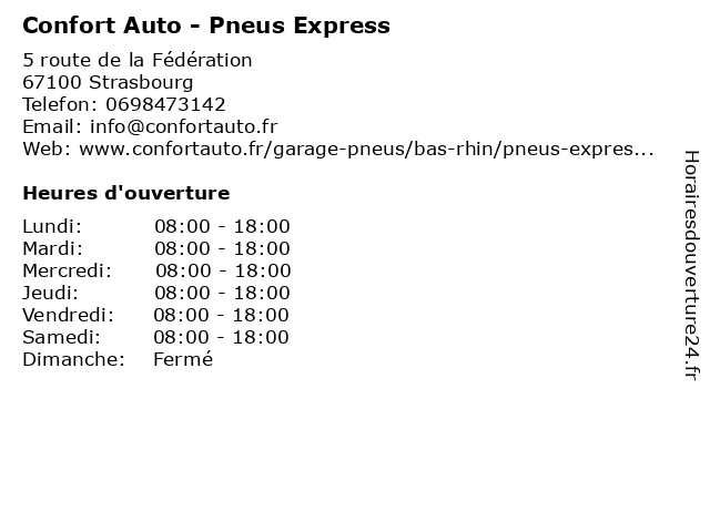 Confort Auto - Pneus Express à Strasbourg: adresse et heures d'ouverture