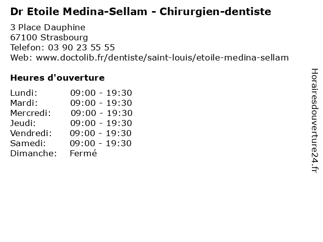 Dr Etoile Medina-Sellam - Chirurgien-dentiste à Strasbourg: adresse et heures d'ouverture