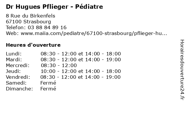 Dr Hugues Pflieger - Pédiatre à Strasbourg: adresse et heures d'ouverture